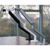 Monitor arms, ergonomic design, by Aluminum die casting, stamping, injection molding and powder coating